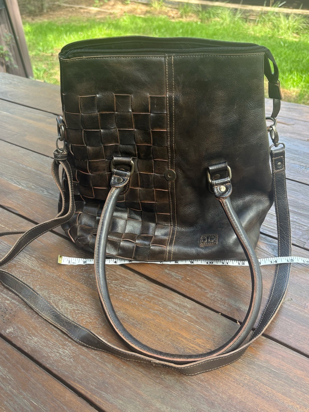 BED|STU Tote Bag Womens Brown Leather Woven Cobbler Rachel Crossbody